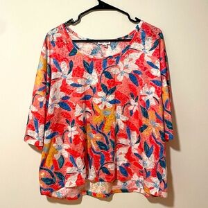 Tribal Jeans Floral Multicolor Women's 3/4 Sleeve Top M